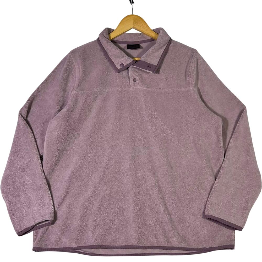 32 Degrees Heat Mauve Button Snap Fleece Pullover Women's L Minimalist Heritage